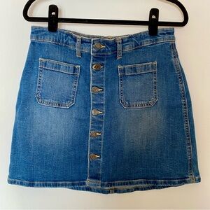 GAP Blue Denim Mini Skirt with Button Detail
